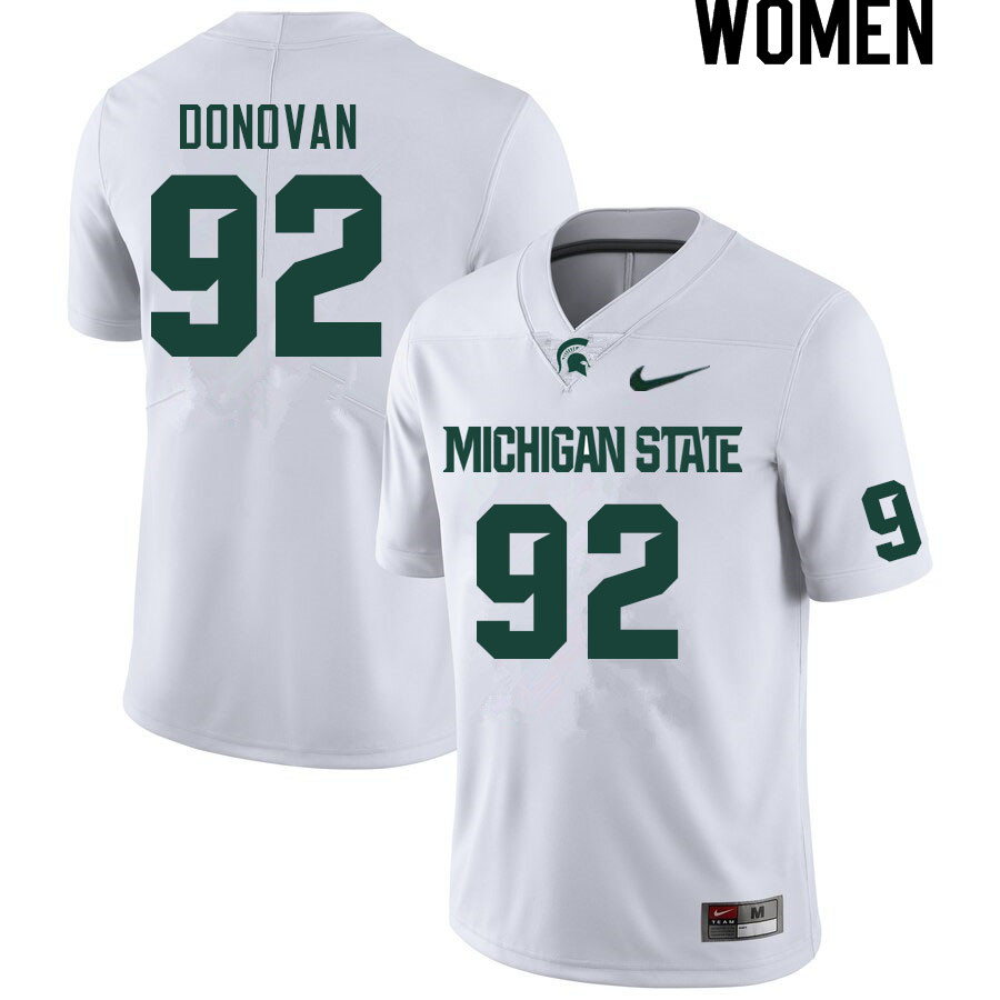 Women #92 Michael Donovan Michigan State Spartans College Football Jerseys Sale-White